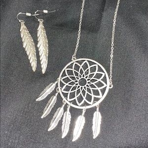 Feather Necklace and Earring Set